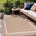 Beige 5x7 Washable Outdoor Rug for Patio