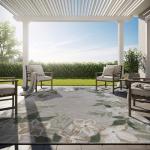 Washable 5x7 Outdoor Rug with Green Floral Border