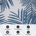 Navy Distressed Leaves Flat Weave Outdoor Rug 5'x7