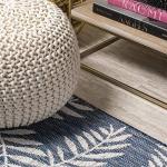 Palm Frond Indoor Outdoor Area Rug 3x5 Navy/Ivory