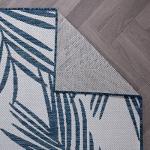 Navy Distressed Leaves Flat Weave Outdoor Rug 5'x7