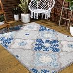 JONATHAN Y Light Gray/Blue Trellis Area Rug 5x8