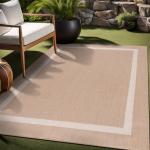 Beige 5x7 Washable Outdoor Rug for Patio