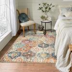 Lahome Moroccan Trellis Washable Small Area Rug, 3x5 Area Rug for Bedroom Living Room, Non-Slip Oriental Accent Throw Carpet for Kitchen Office Entryway Bathroom Office, Cream/Multi