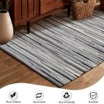 THE BEER VALLEY 100% Cotton Hand Woven Chindi Rag Rug 3'x5' - Charcoal, Recycled Reversible Rug, Boho Rustic Farmhouse Rugs for Living Room, Kitchen, Dinning Room Entryway Floor Mat - 36"x60"