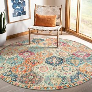 Lahome Moroccan Trellis Washable Round Area Rug
