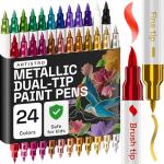 24 Dual Tip Metallic Acrylic Paint Pens