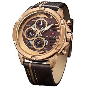 Men's Waterproof Military Sport Watch with Leather Band