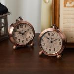 Vintage Bronze Analog Metal Alarm Clock