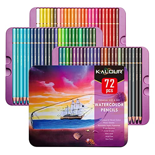 Kalour 72-Color Watercolor Pencils Set for Adults