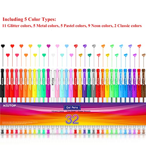 32-Color Gel Pen Set for Adult Coloring