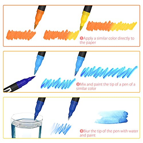 24-Color Dual Tip Brush Pen Set