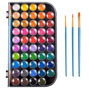 48-Color Watercolor Paint Set with Brushes and Palette
