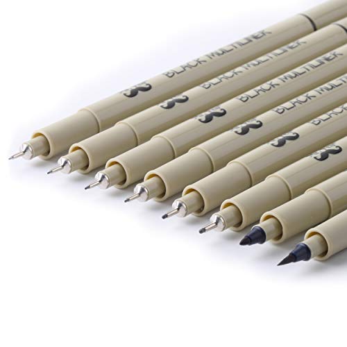 Mr. Pen 8-Pack Black Fineliner Drawing Pens