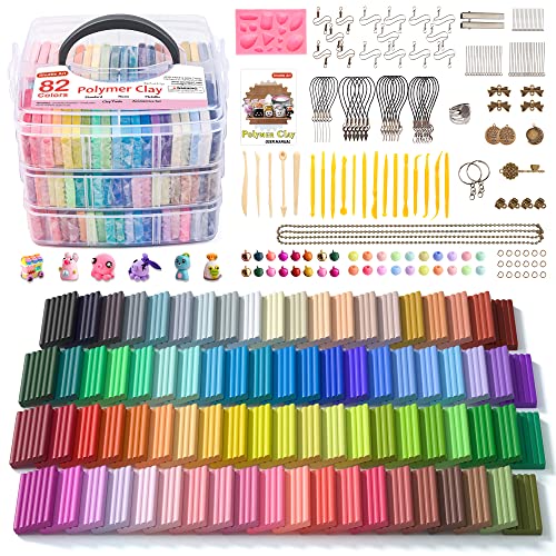 82 Color Polymer Clay Kit with Sculpting Tools