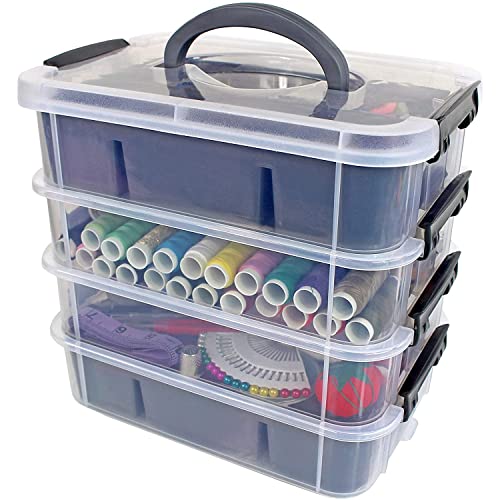 Blue Storage Box with Lid and Two Compartments