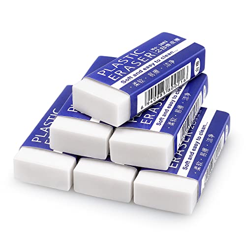 6 Pack Large White Erasers for Art and School