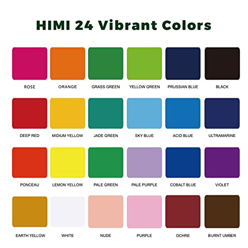 24-Color Gouache Paint Set with Brushes and Palette