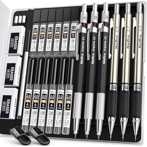 Mechanical Pencil Set for Sketching and Writing - 6PCS