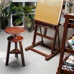 Adjustable Wooden Drafting Stool for Artists