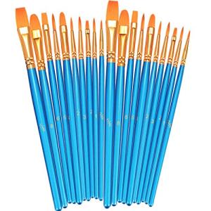 BOSOBO 20-Piece Round-Pointed Nylon Paint Brushes Set