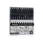 TWOHANDS Set of 12 Waterproof Fine Point Pens