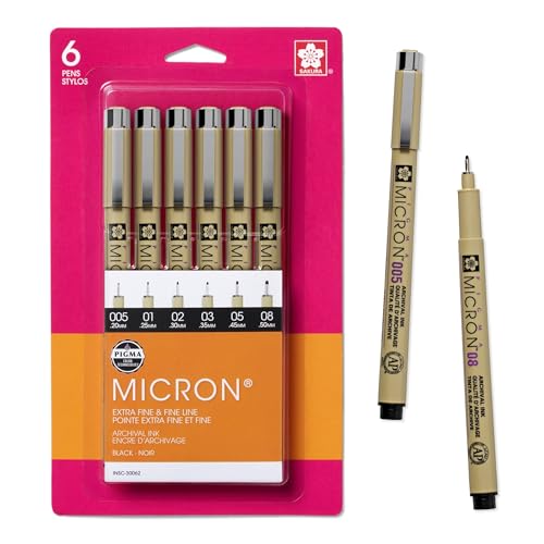 Sakura Pigma Micron Fineliner Pens - 6 Pack