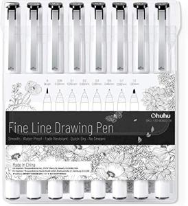 Ohuhu Fineliner Pens Set with Waterproof Black Ink