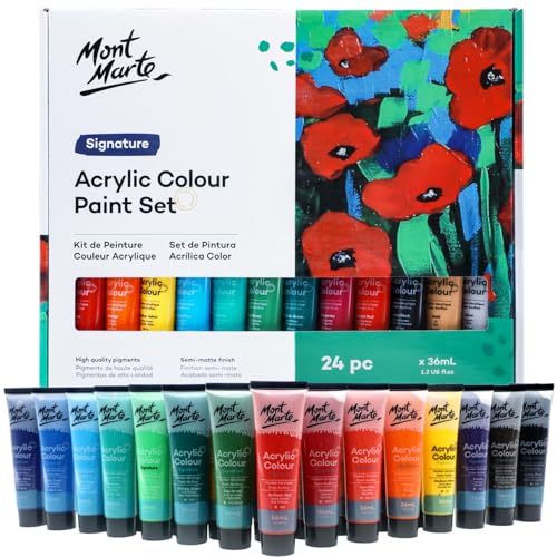 Mont Marte 24-Color Acrylic Paint Set, 36ml