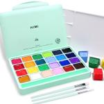 24-Color Gouache Paint Set with Brushes and Palette