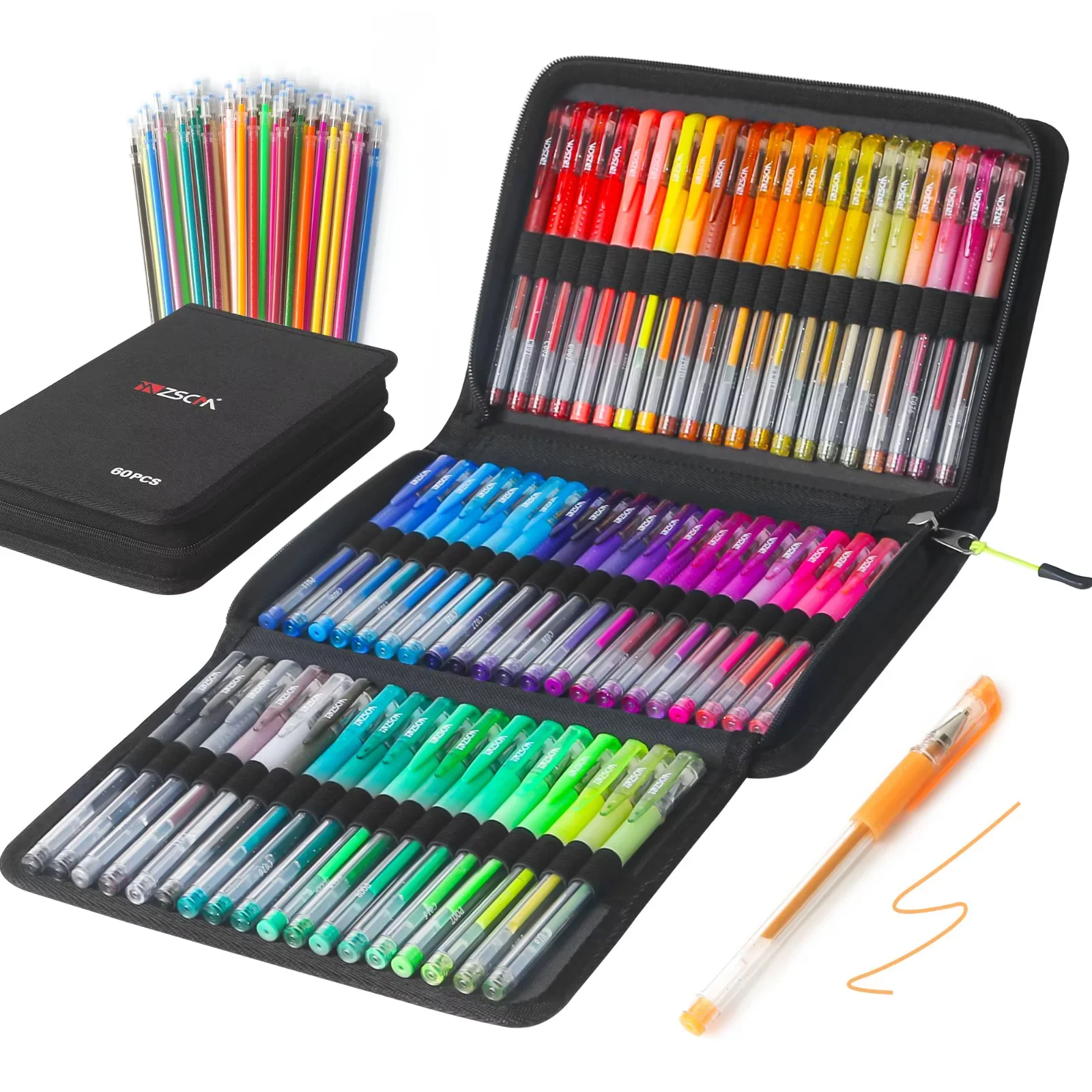 60-Color Glitter Neon Gel Pens Set