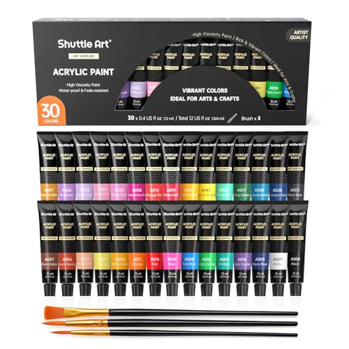 30 Vibrant Acrylic Paint Tubes - Non-Toxic Set