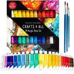 24 Vibrant Acrylic Paints with 3 Free Brushes