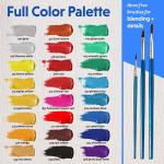 24 Vibrant Acrylic Paints with 3 Free Brushes