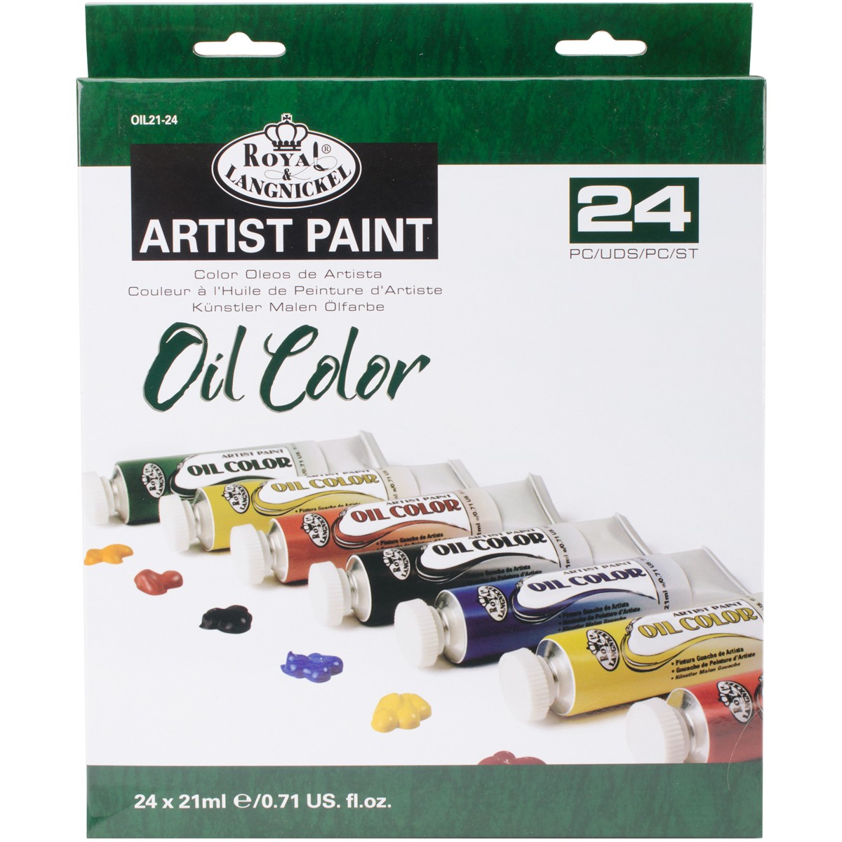 24 Assorted Colors Oil Paints, 21ml Each