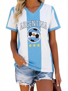 Funny 2026 Soccer V-Neck T-Shirt for Women