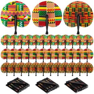 African Print Foldable Hand Fans - 36 Pack