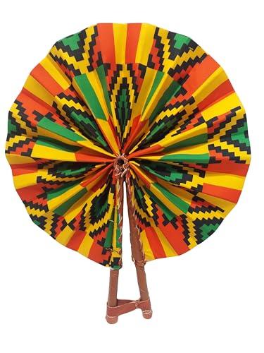 Handmade African Fabric Folding Fan - Vibrant Design