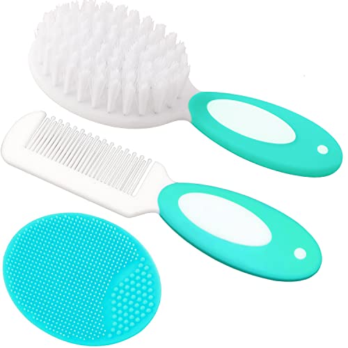 Soft Baby Hair Brush and Comb Set - Green