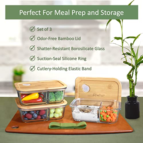 EcoPreps 3-Pack Glass Meal Prep Containers with Bamboo Lids
