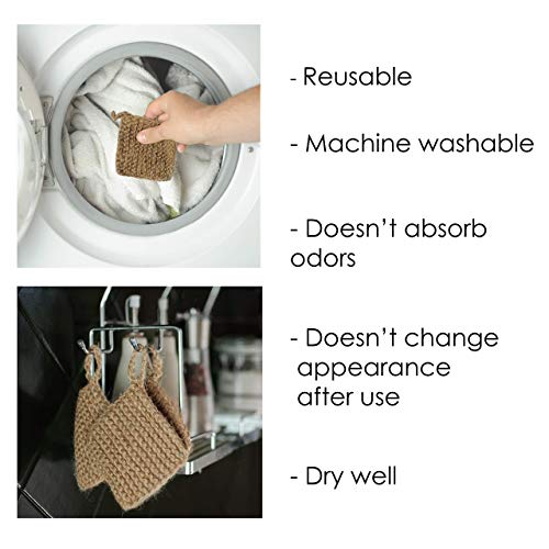 Biodegradable Natural Hemp Dish Sponges - Set of 3