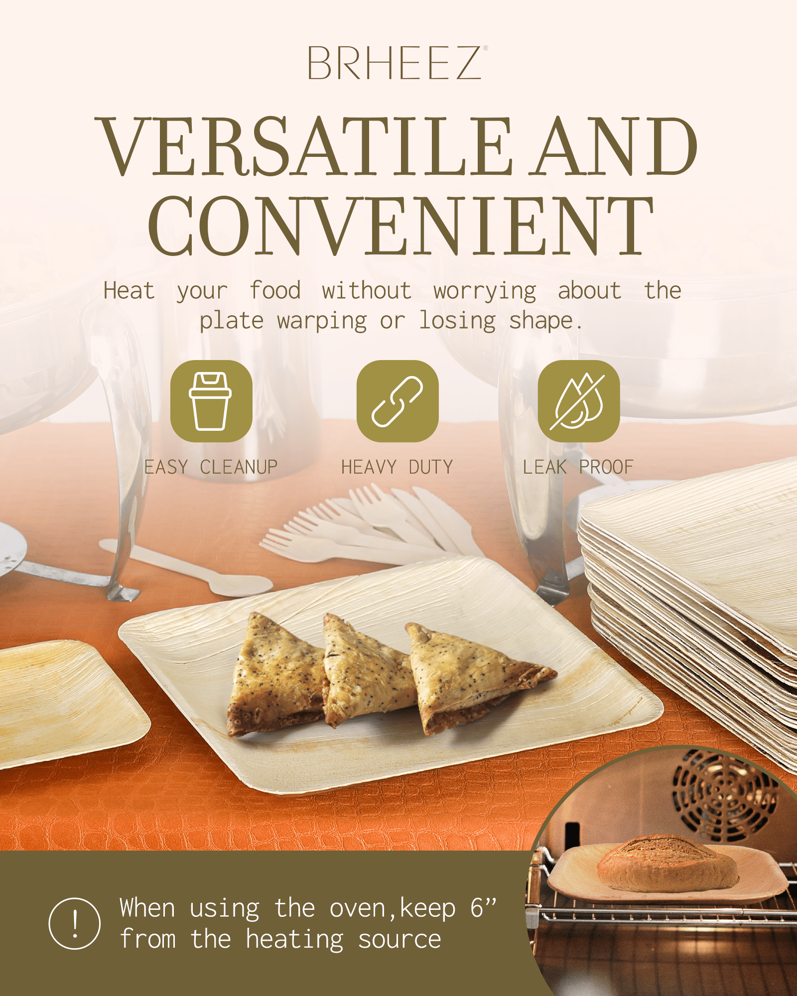 Bamboo-Look Disposable Plates - Biodegradable 100-Pack