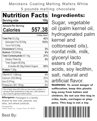 Merckens Melting White Chocolate Wafers - 1 lb