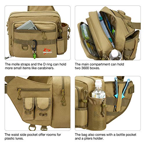 Piscifun Lightweight Fishing Tackle Bag with Rod Holder