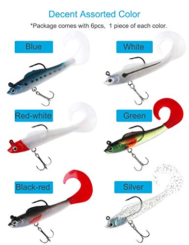 Facikono Bass Jig Head Soft Swimbaits - 6 Pack