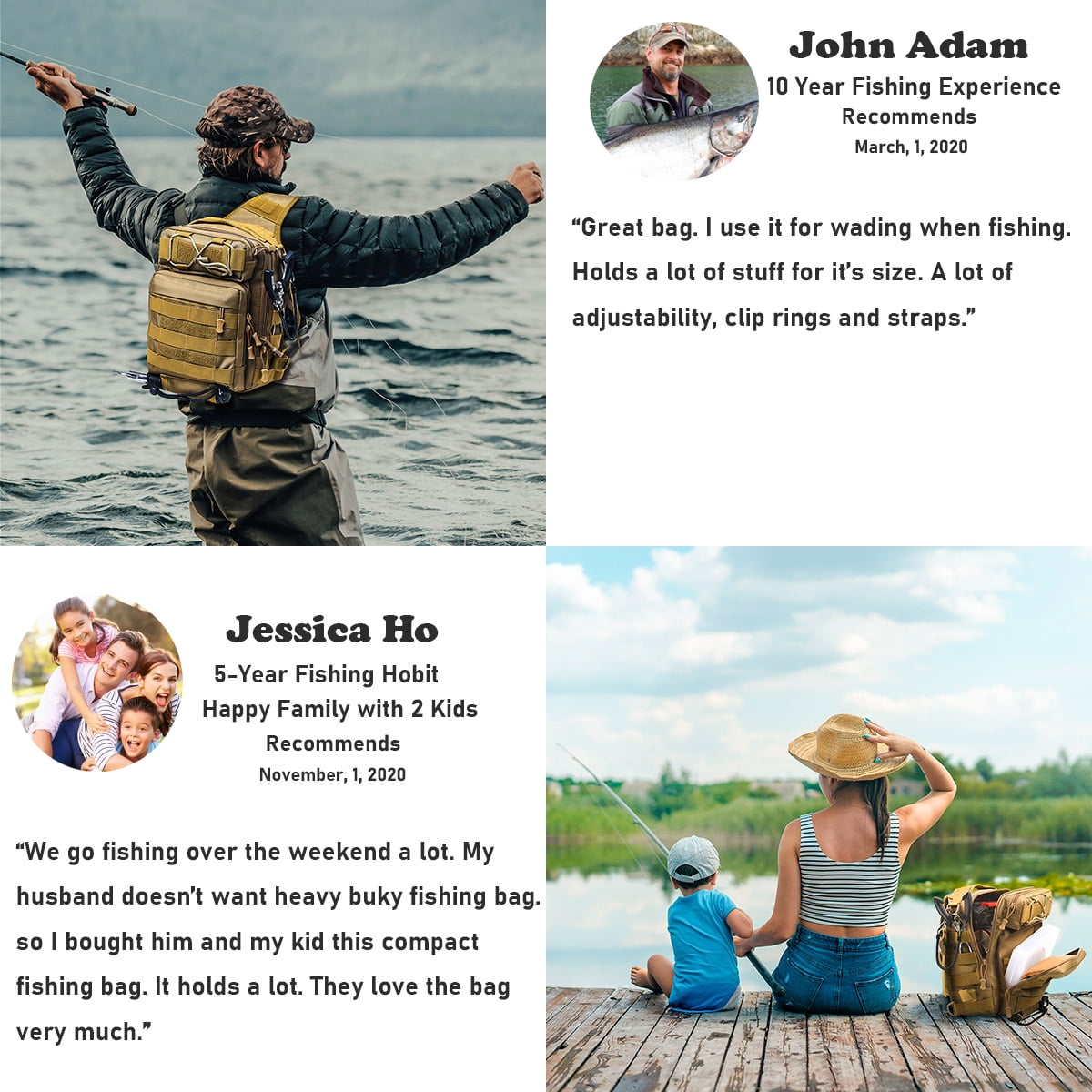 Compact Fishing Tackle Bag with Rod Holder