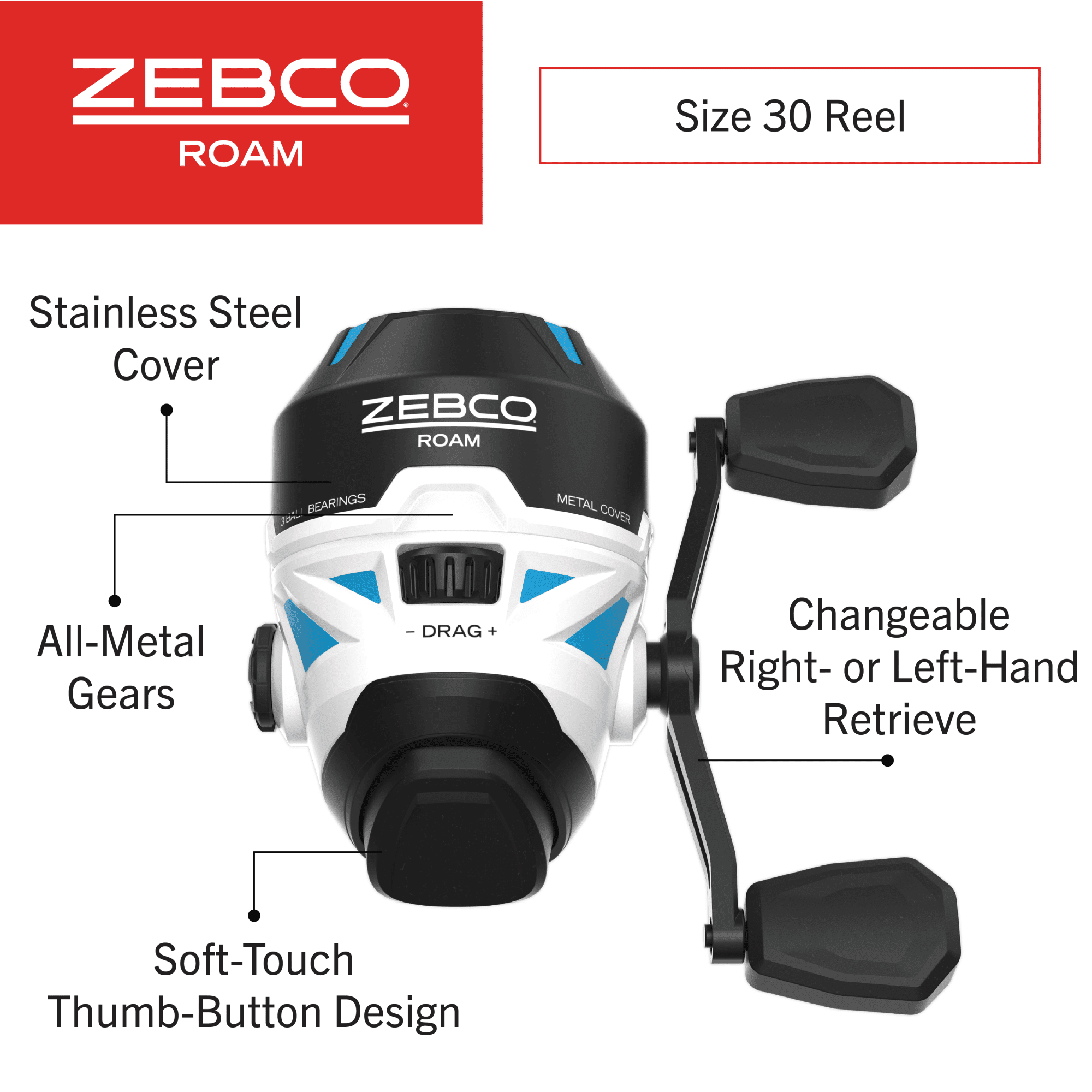 Zebco Roam Fishing Reel, Size 30 - Blue