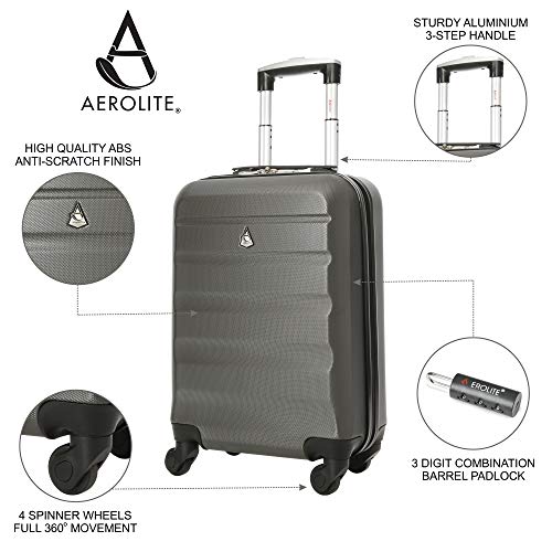 Aerolite Carry On Luggage Bag | Rolling Travel Suitcase Large Capacity | Lightweight Small Hard Shell Trolley for Men & Women | Approved by Delta, United, Southwest & Many More | 22x14x9 (All parts)