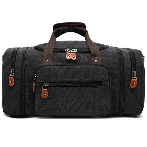 Kenox Black Canvas Weekend Duffel Tote