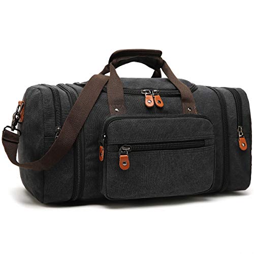 Kenox Black Canvas Weekend Duffel Tote